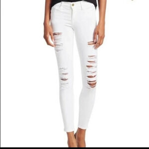 Frame Le Skinny de Jeanne Distressed White Jean